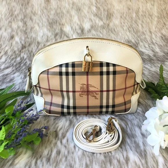 Burberry Beige/White Primrose Haymarket Crossbody Bag - Picture 2 of 13
